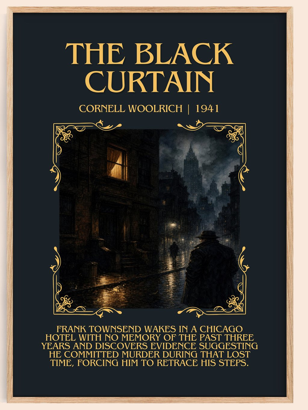 The Black Curtain Minimalist Book Poster by Cornell Woolrich – book poster