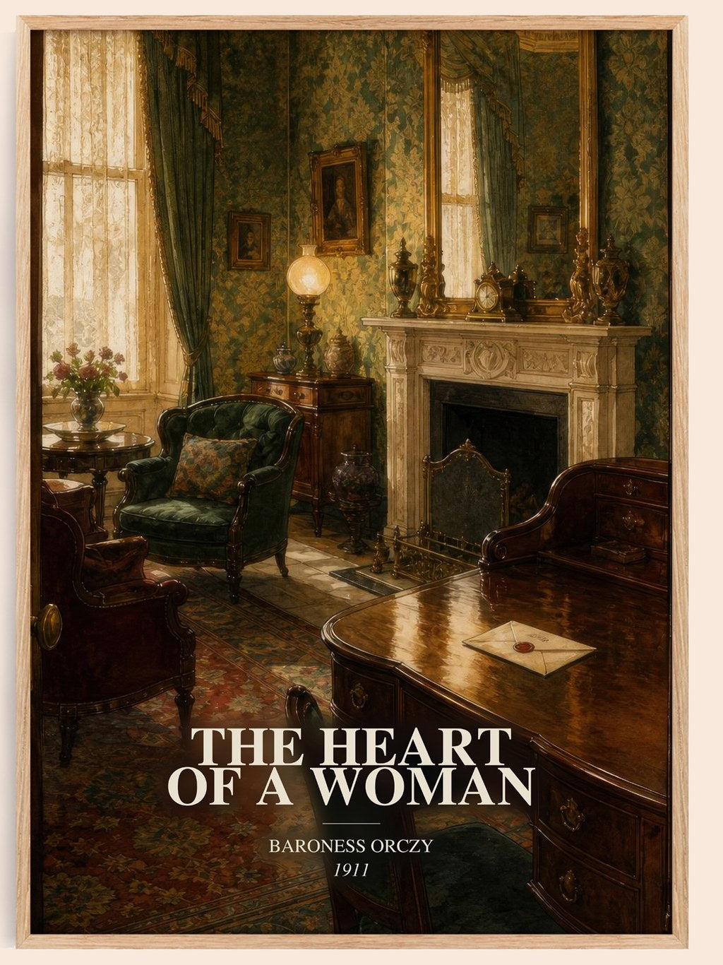 The Heart Of A Woman watercolour book poster by Baroness Orczy – framed literary art print