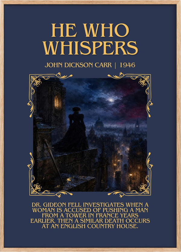 He Who Whispers Minimalist Book Poster by John Dickson Carr