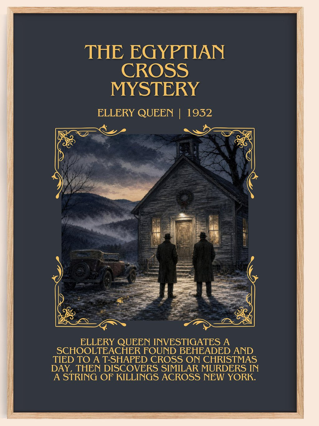 The Egyptian Cross Mystery Minimalist Book Poster by Ellery Queen – book poster
