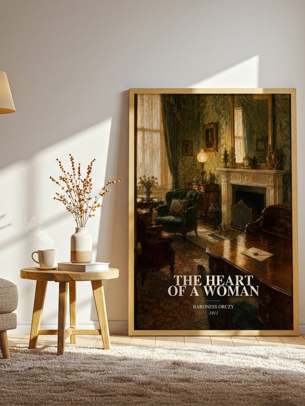The Heart Of A Woman watercolour print in frame leaning in hallway – romance wall art