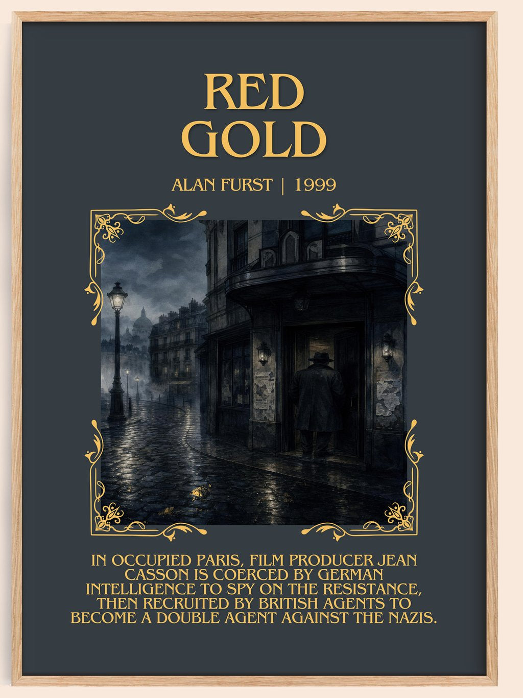 Red Gold Minimalist Book Poster by Alan Furst – book poster