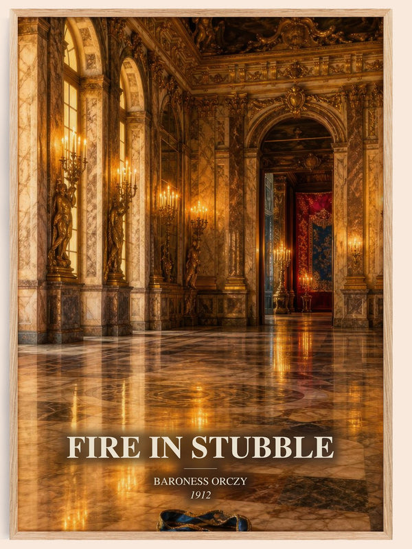 Fire In Stubble watercolour book poster by Baroness Orczy – framed literary art print