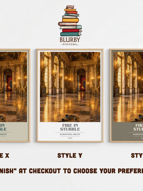 Fire In Stubble book cover print in frame leaning in hallway – historical fiction wall art