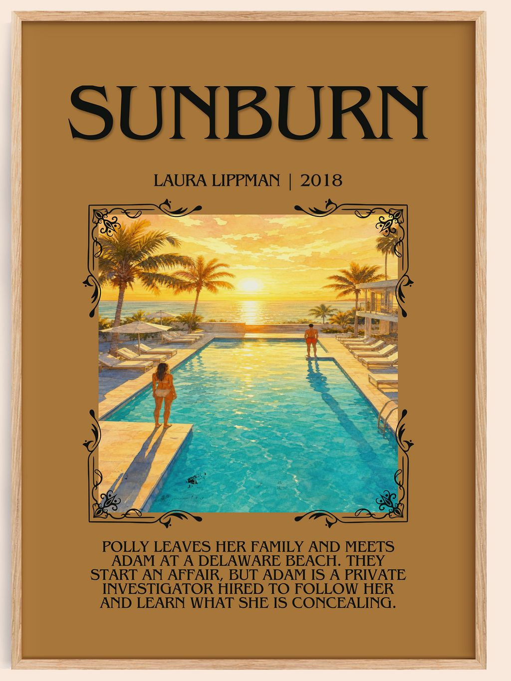 Sunburn Minimalist Book Poster by Laura Lippman – book poster