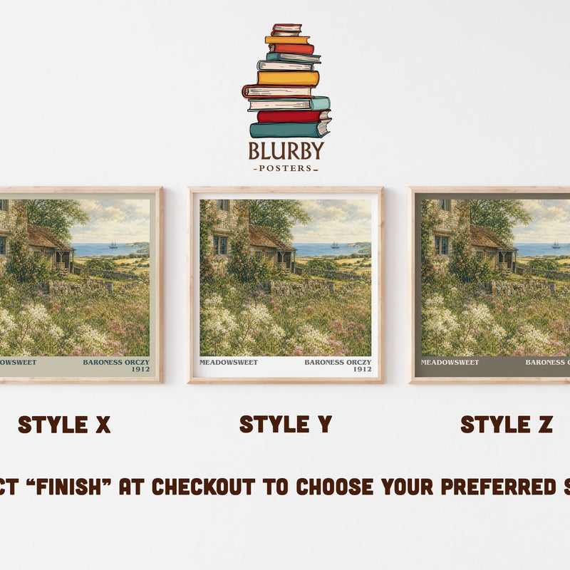 Meadowsweet literary print in frame leaning in hallway – romance wall art