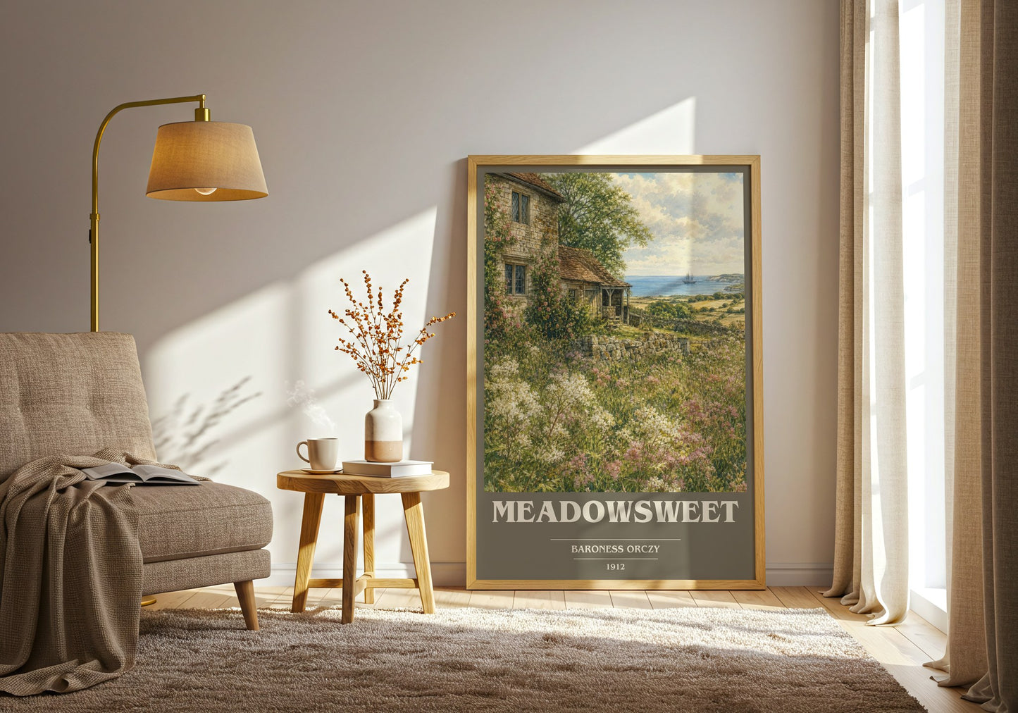 Meadowsweet book cover print on bookshelf – Baroness Orczy fan gift