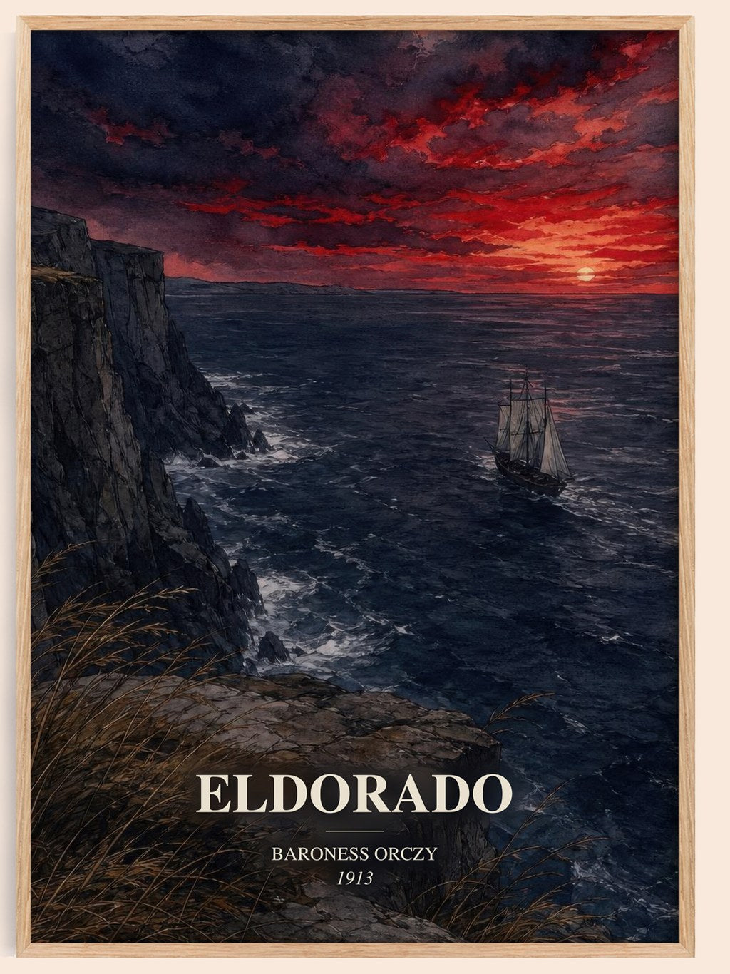 Eldorado watercolour book poster by Baroness Orczy – framed literary art print