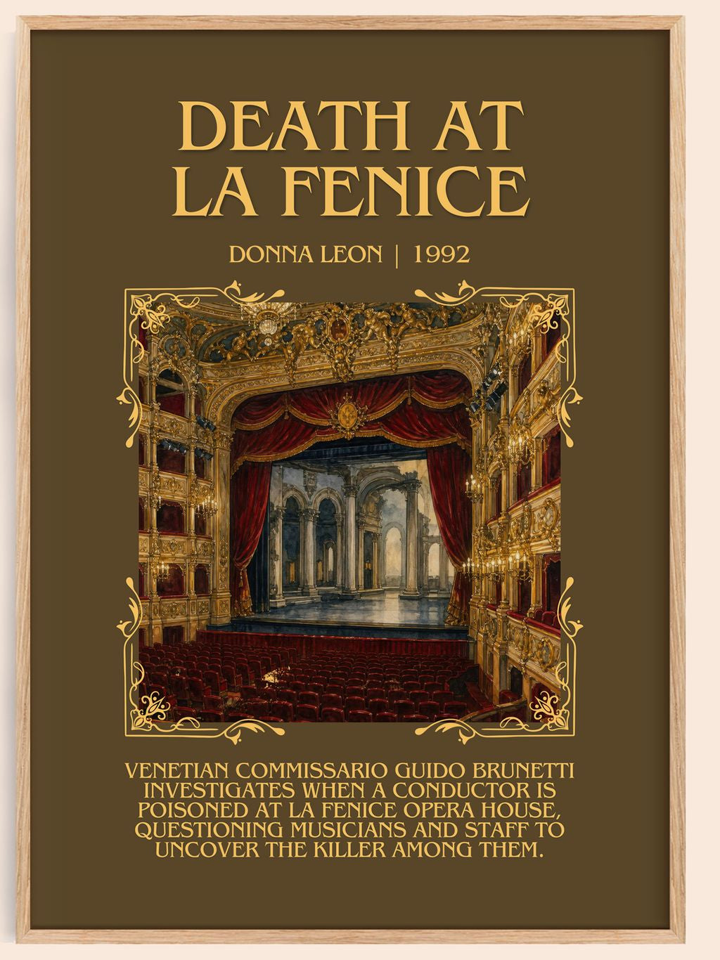 Death at La Fenice Minimalist Book Poster by Donna Leon – book poster
