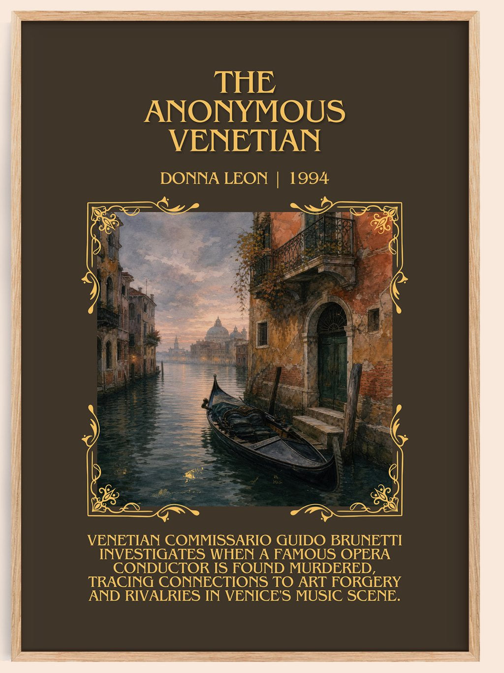 The Anonymous Venetian Minimalist Book Poster by Donna Leon – book poster