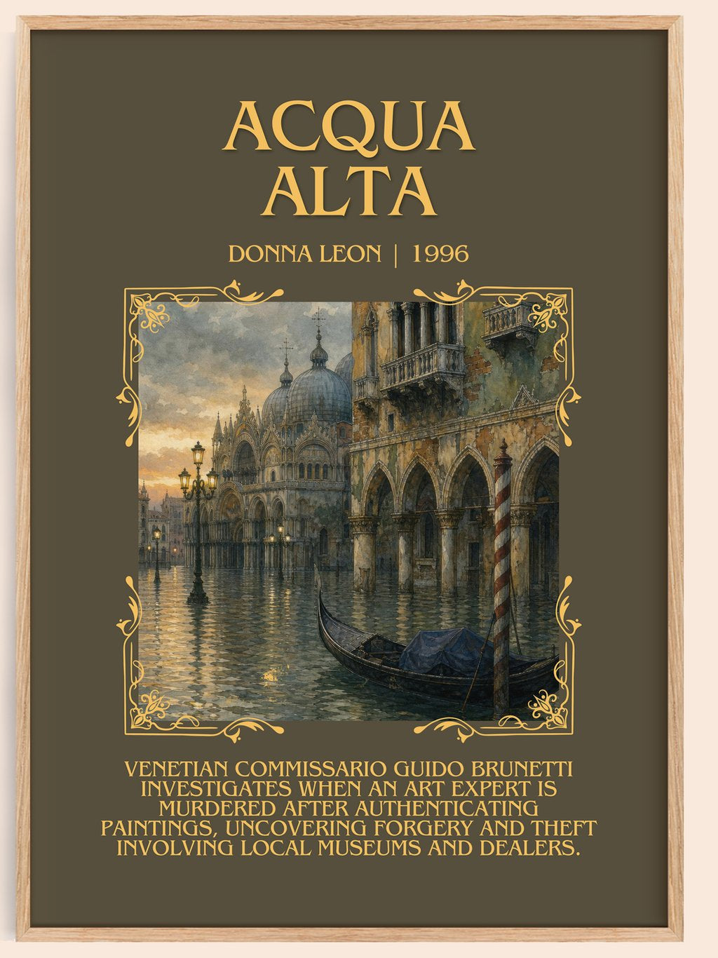 Acqua Alta Minimalist Book Poster by Donna Leon – book poster