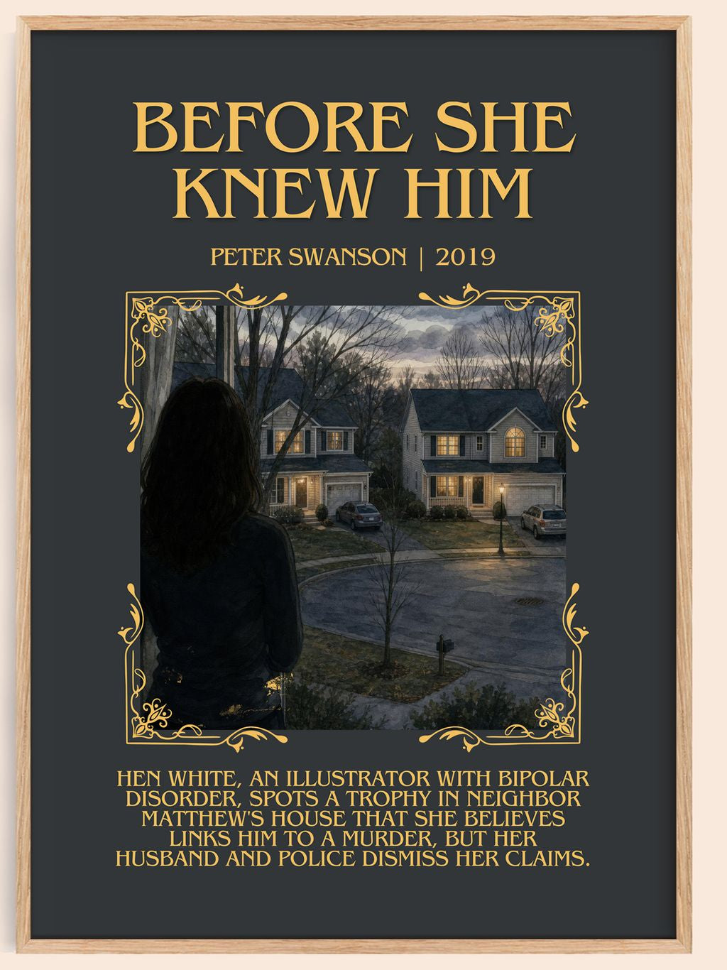 Before She Knew Him Minimalist Book Poster by Peter Swanson – book poster