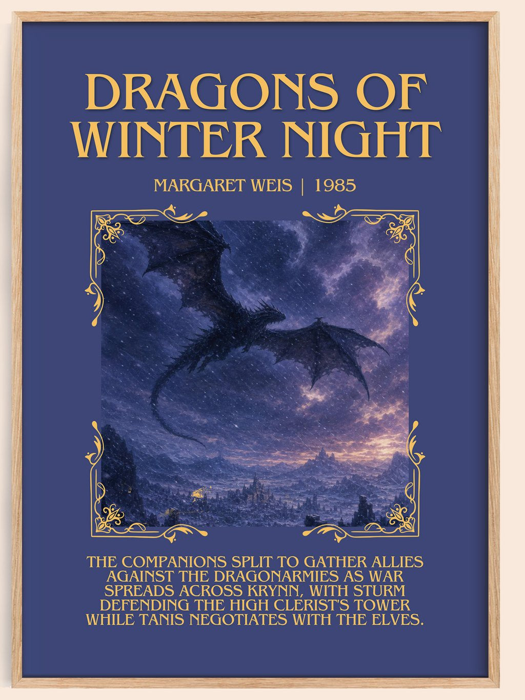 Dragons of Winter Night Minimalist Book Poster by Margaret Weis – book poster