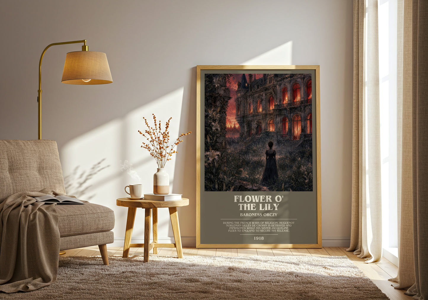 Flower O' The Lily bookish print on bookshelf – Baroness Orczy fan gift
