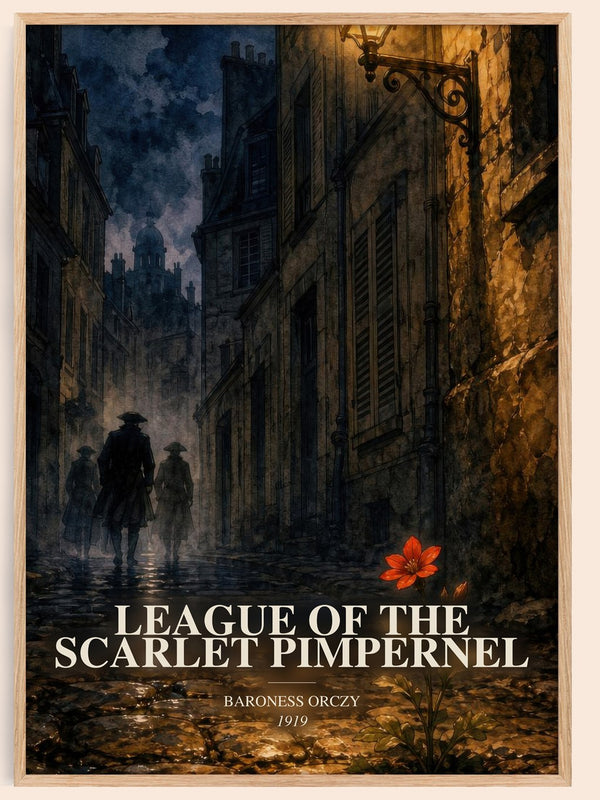 League Of The Scarlet Pimpernel watercolour book poster by Baroness Orczy – framed literary art print