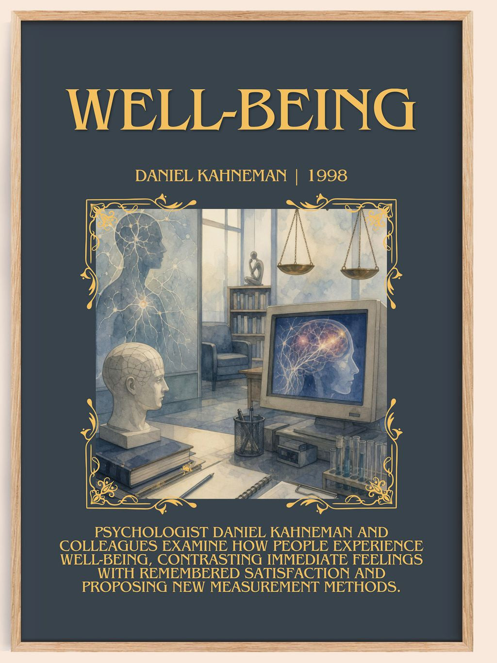 Well-being Minimalist Book Poster by Daniel Kahneman – book poster