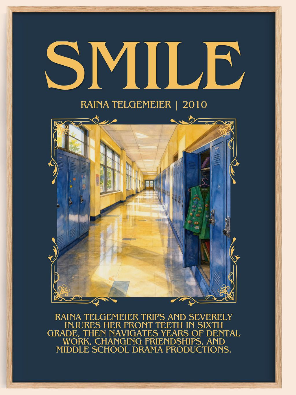 Smile Minimalist Book Poster by Raina Telgemeier – book poster