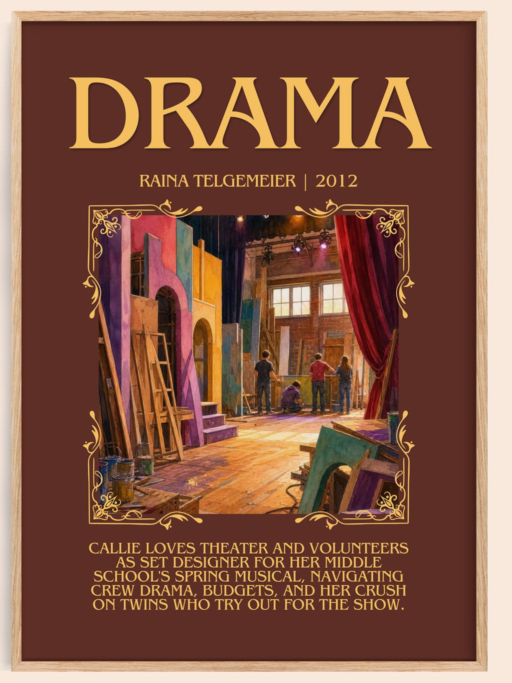 Drama Minimalist Book Poster by Raina Telgemeier – book poster