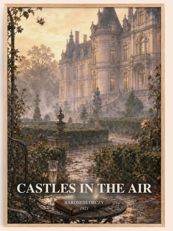 Castles In The Air watercolour book poster by Baroness Orczy – framed literary art print