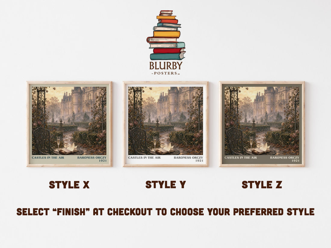 Castles In The Air literary print in frame leaning in hallway – adventure wall art (mockup)