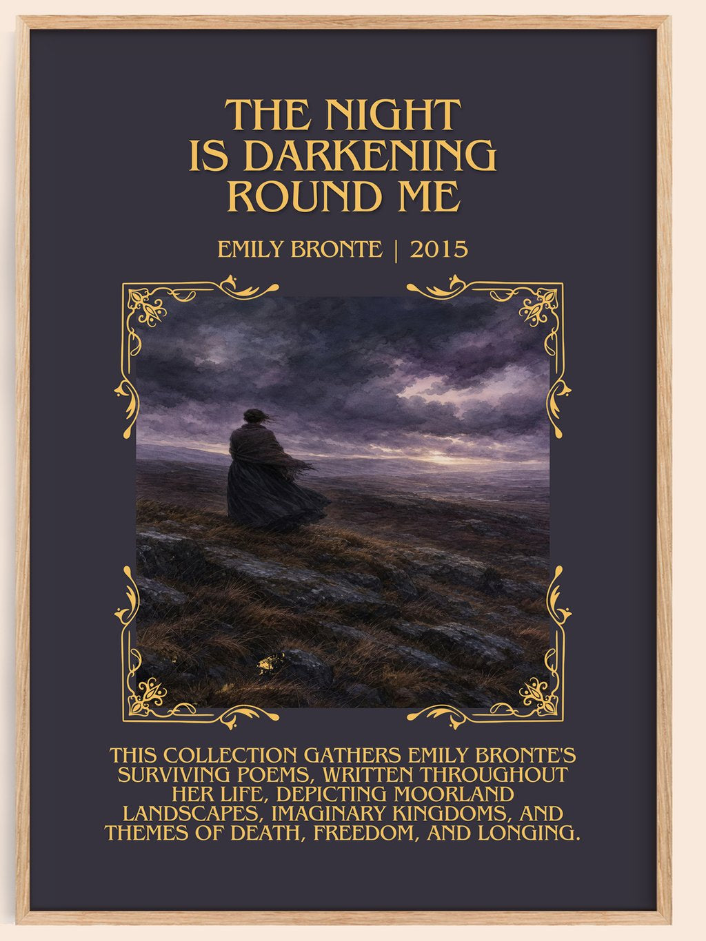 The Night is Darkening Round Me Minimalist Book Poster by Emily Brontë – book poster