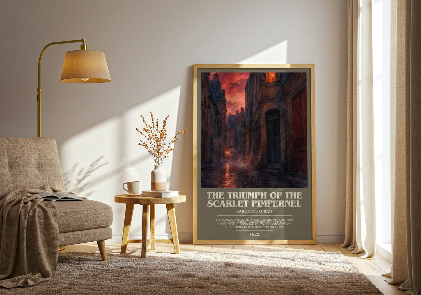 The Triumph Of The Scarlet Pimpernel bookish print on bookshelf – Baroness Orczy fan gift