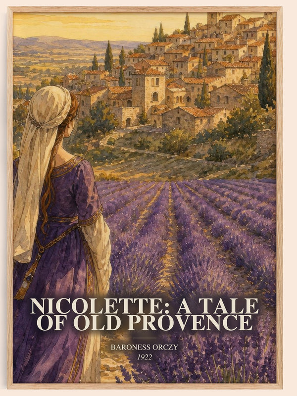 Nicolette: A Tale Of Old Provence watercolour book poster by Baroness Orczy – framed literary art print