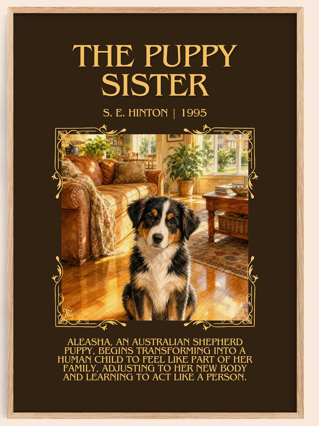 The Puppy Sister Minimalist Book Poster by S. E. Hinton – book poster