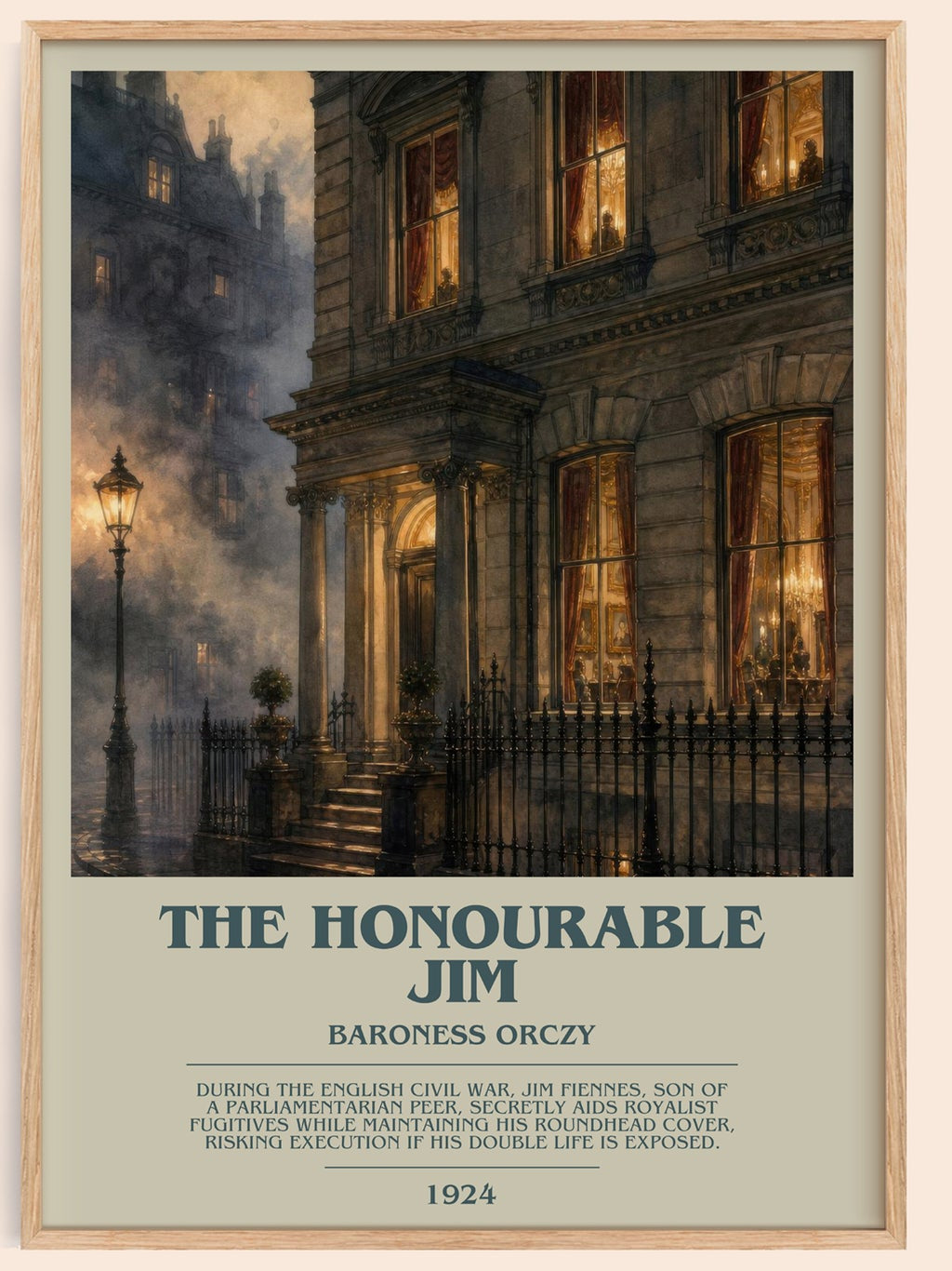 The Honourable Jim bookish book poster by Baroness Orczy – framed literary art print