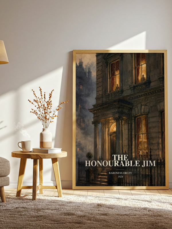 The Honourable Jim watercolour print in frame leaning in hallway – historical fiction wall art