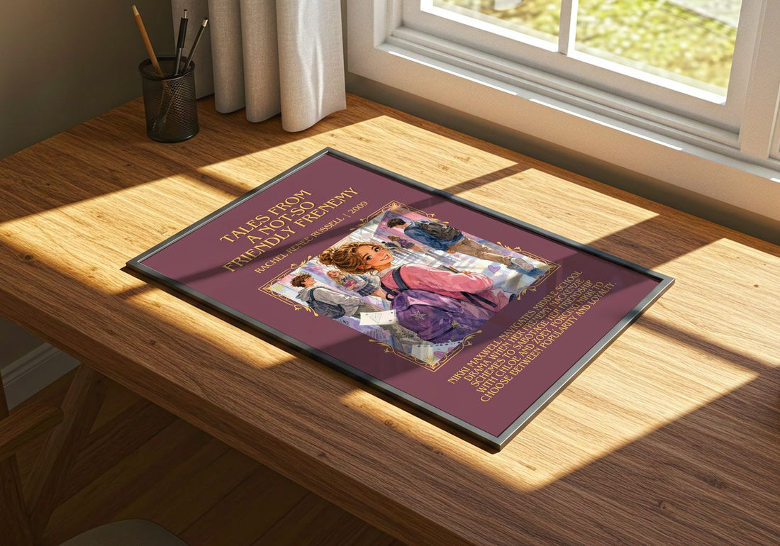 Tales from a Not-So Friendly Frenemy Minimalist Book Poster – print on a sunlit desk