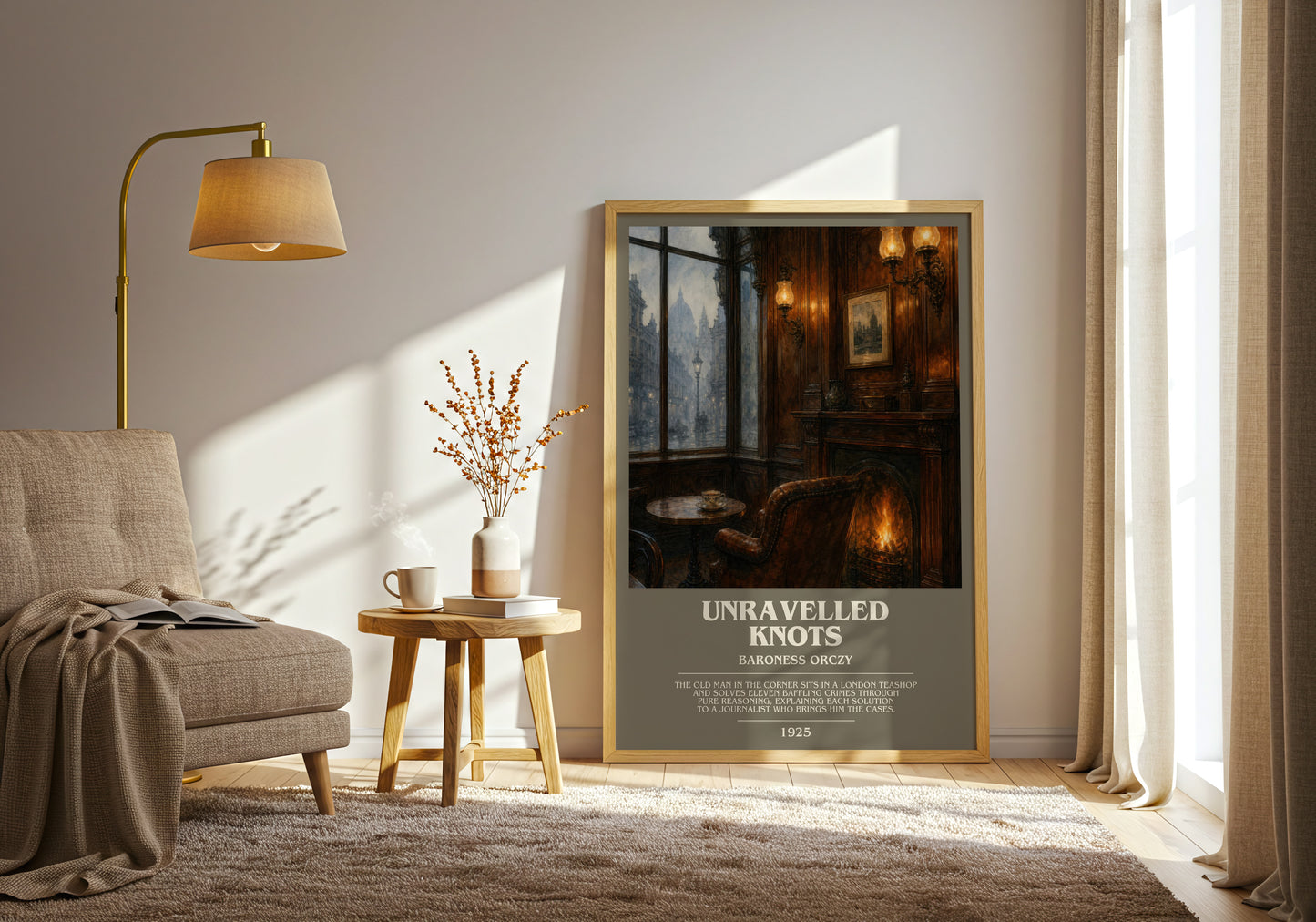 Unravelled Knots bookish print on bookshelf – Baroness Orczy fan gift