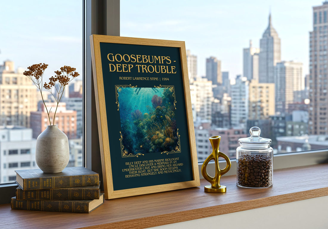 Goosebumps – framed print on a city-view windowsill