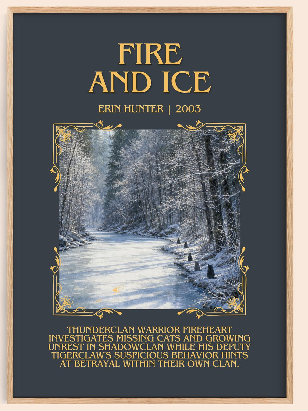 Fire and Ice Minimalist Book Poster by Erin Hunter – book poster
