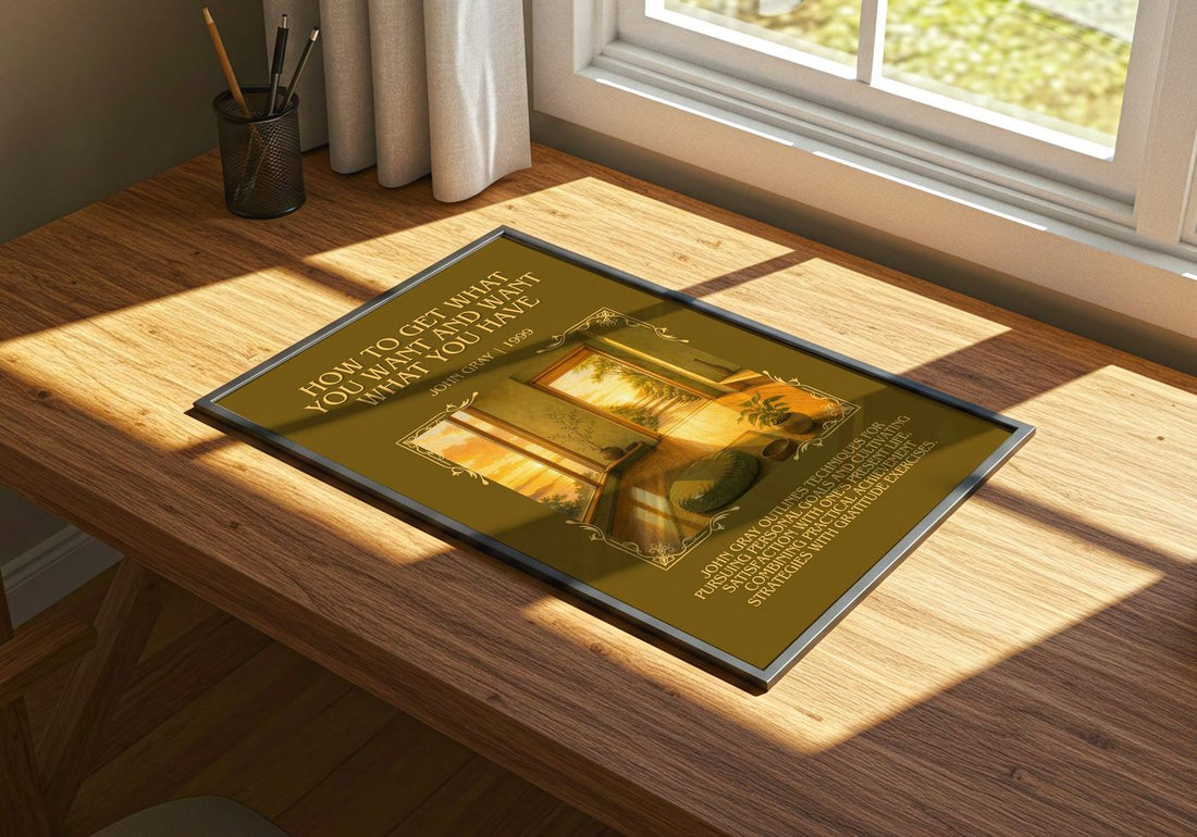 How to Get What You Want and Want What You Have Minimalist Book – print on a sunlit desk