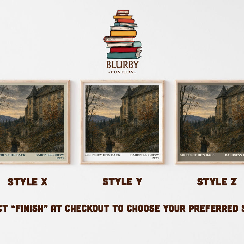 Sir Percy Hits Back literary print in frame leaning in hallway – historical fiction wall art