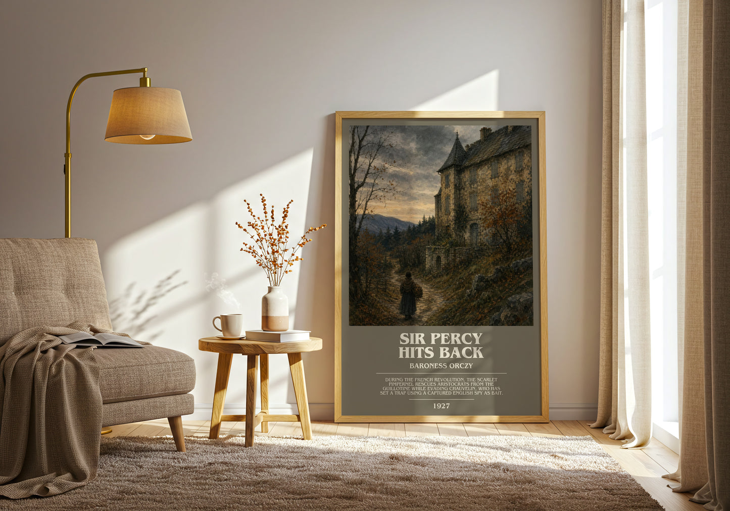 Sir Percy Hits Back bookish print on bookshelf – Baroness Orczy fan gift