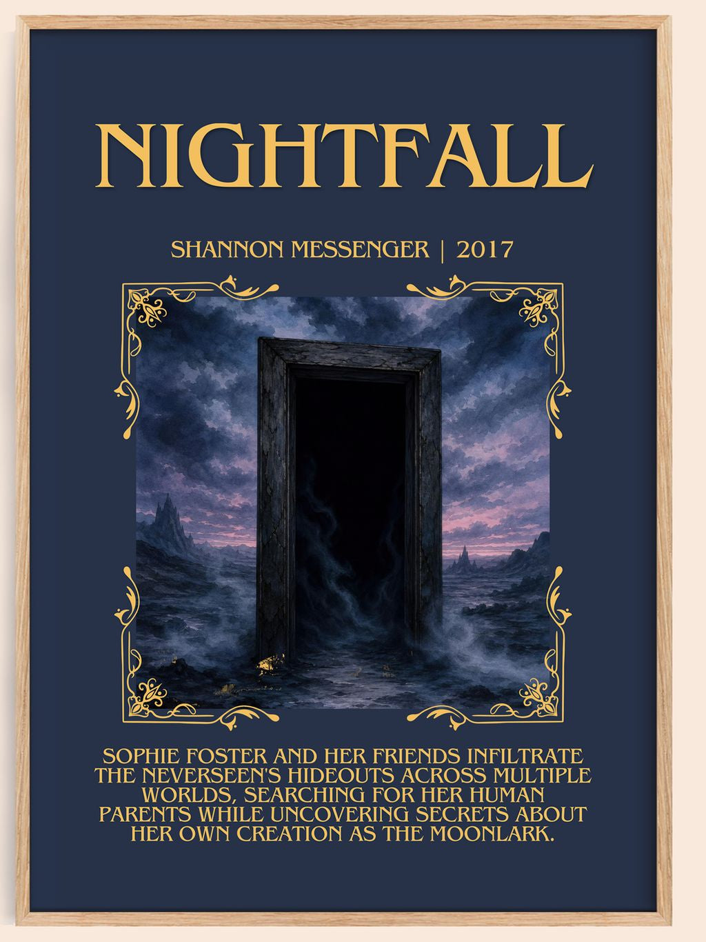Nightfall Minimalist Book Poster by Shannon Messenger – book poster