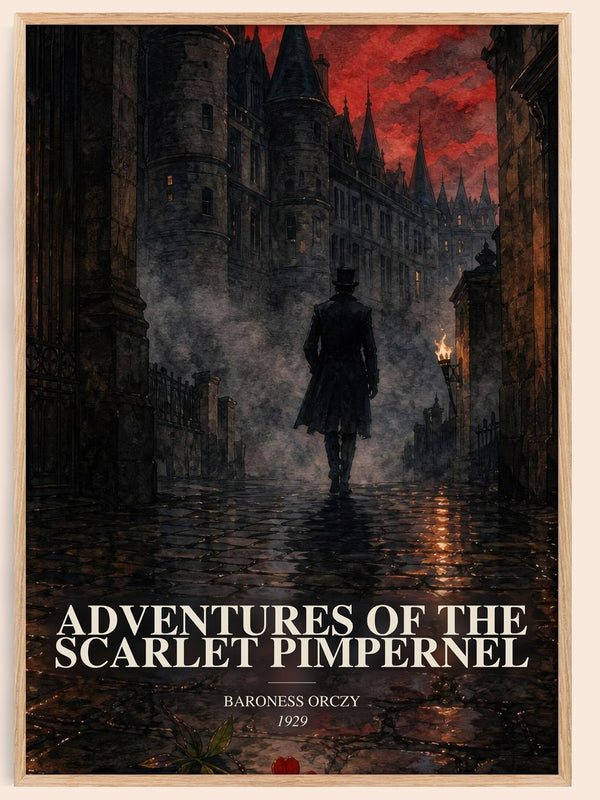 Adventures Of The Scarlet Pimpernel watercolour book poster by Baroness Orczy – framed literary art print