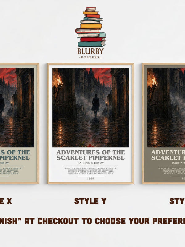 Adventures Of The Scarlet Pimpernel bookish print in frame leaning in hallway – adventure wall art