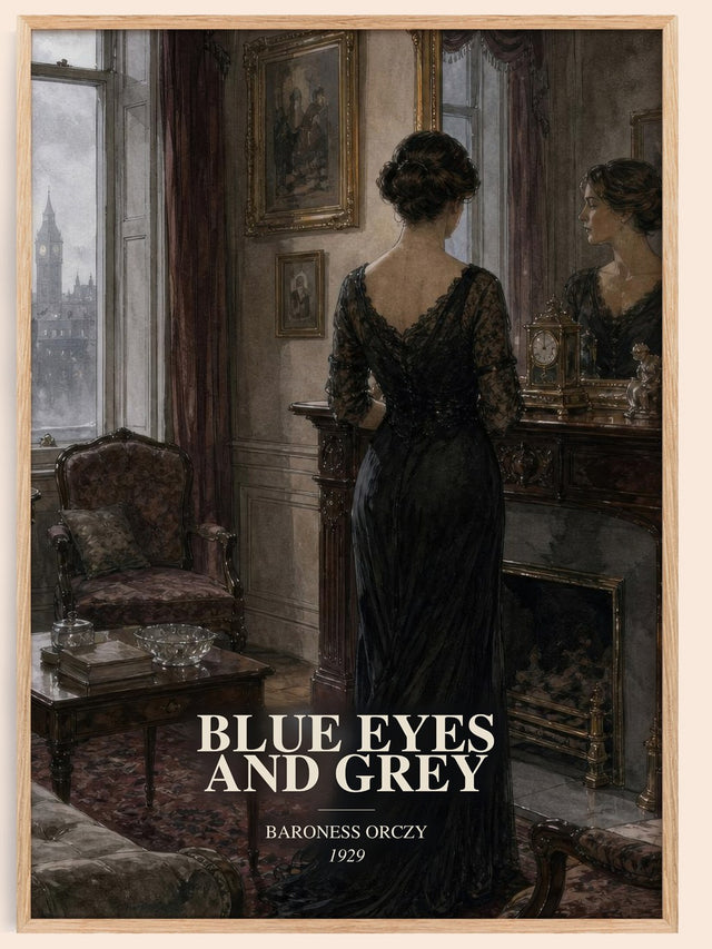 Blue Eyes And Grey Book Watercolour Illustration by Baroness Orczy
