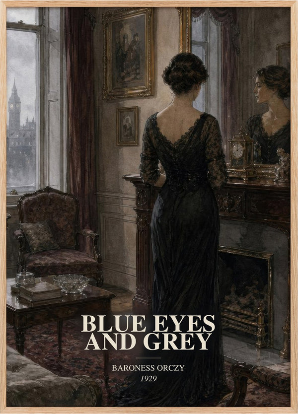 Blue Eyes And Grey Book Watercolour Illustration by Baroness Orczy