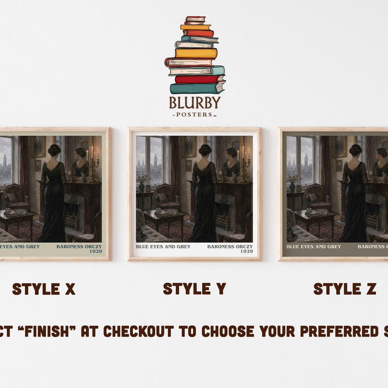 Blue Eyes And Grey literary print in frame leaning in hallway – romance wall art