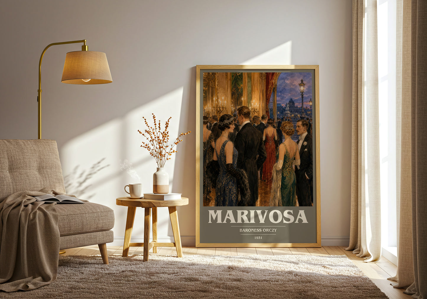 Marivosa book cover print on bookshelf – Baroness Orczy fan gift