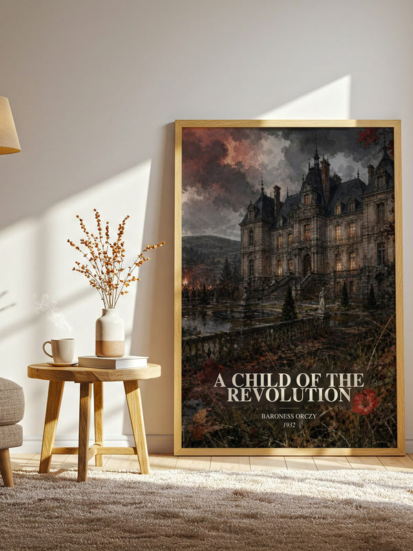 A Child Of The Revolution watercolour print in frame leaning in hallway – historical fiction wall art