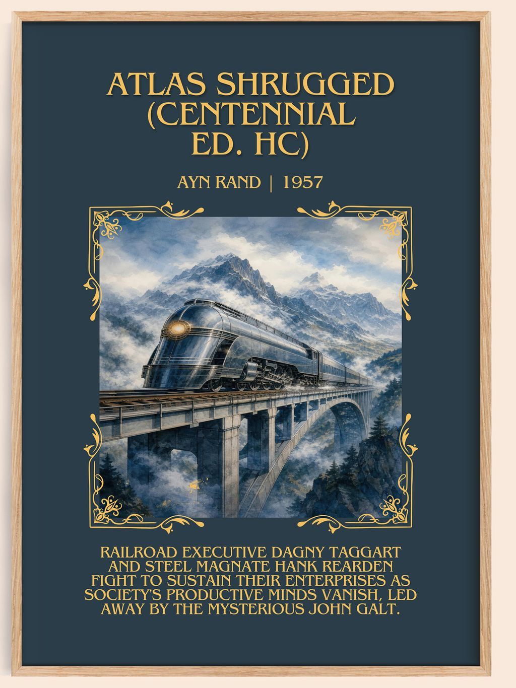 Atlas Shrugged (Centennial Ed. HC) Minimalist Book Poster by Ayn Rand – book poster
