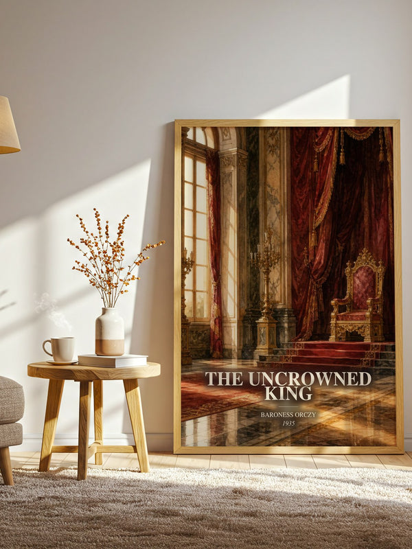 The Uncrowned King watercolour print in frame leaning in hallway – historical fiction wall art