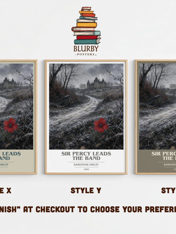 Sir Percy Leads The Band book cover print in frame leaning in hallway – historical fiction wall art