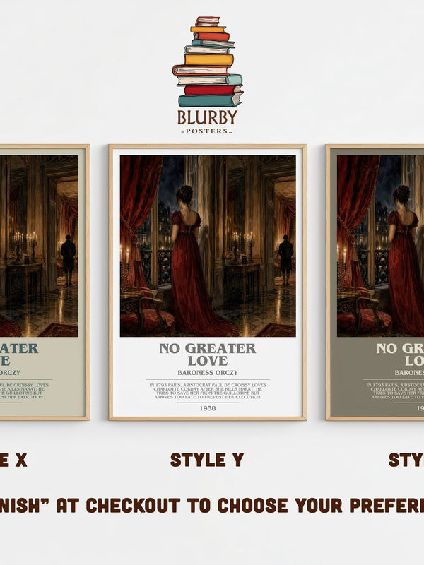 No Greater Love bookish print in frame leaning in hallway – historical fiction wall art