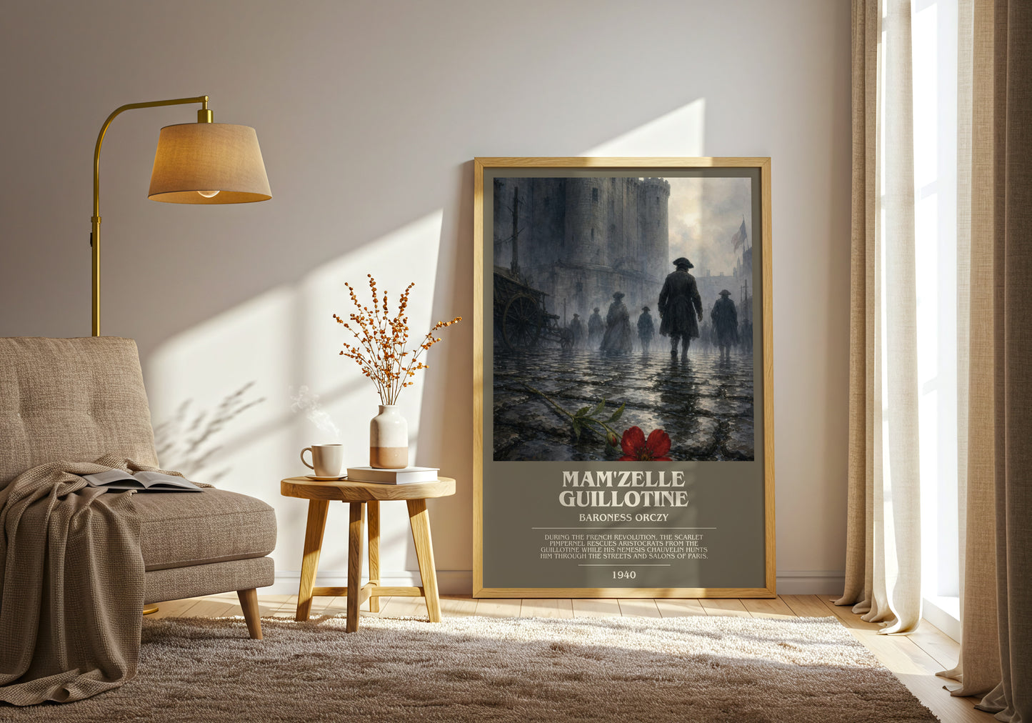 Mam'Zelle Guillotine bookish print on bookshelf – Baroness Orczy fan gift